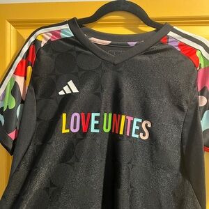 adidas Black 'LOVE UNITES' Women’s Top with Multicolor Accents